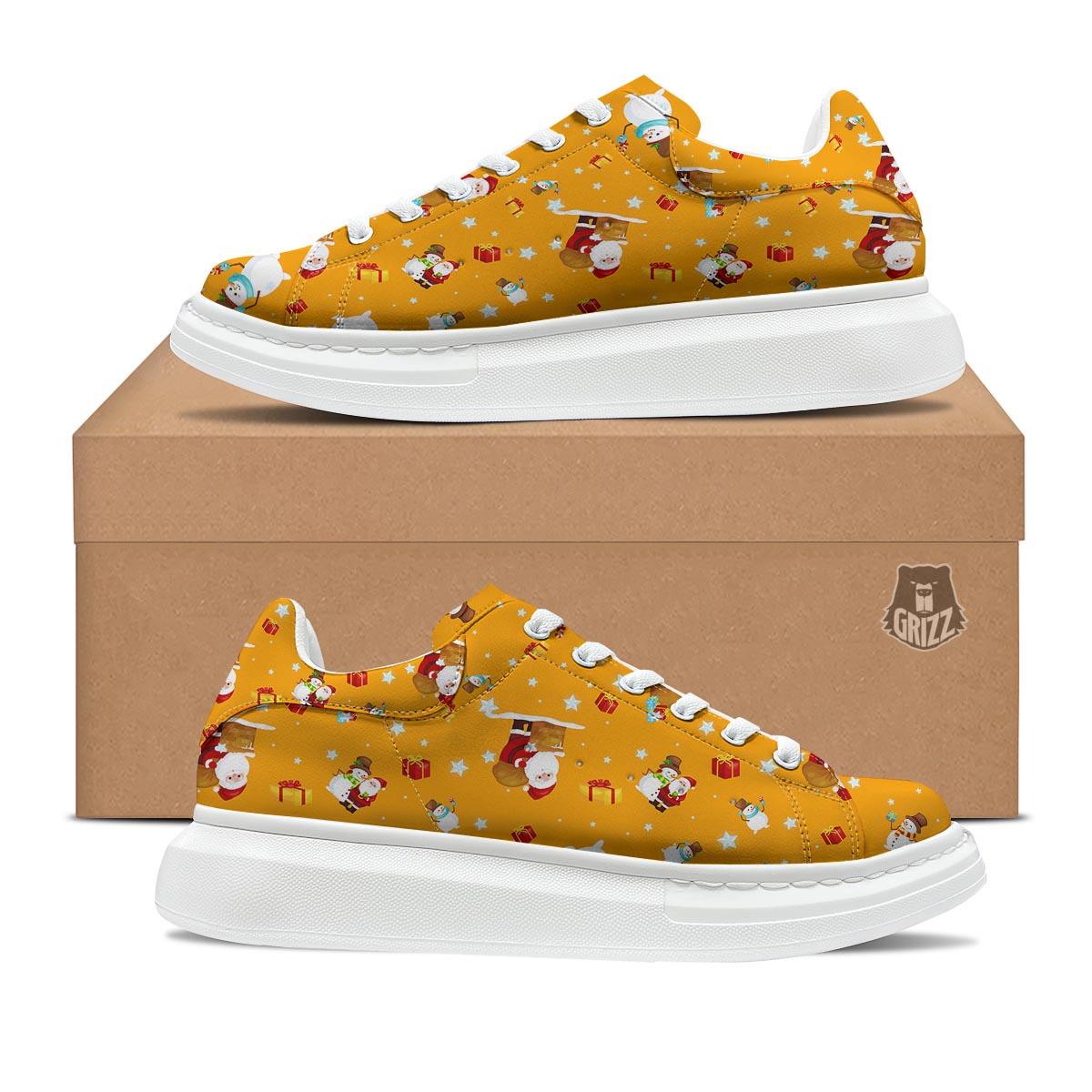 Friends And Santa Claus Print Pattern Platform Shoes-grizzshop