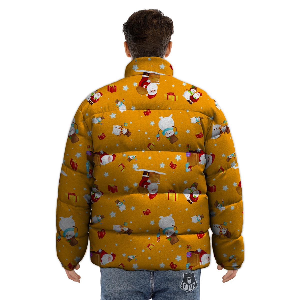 Friends And Santa Claus Print Pattern Puffer Jacket-grizzshop