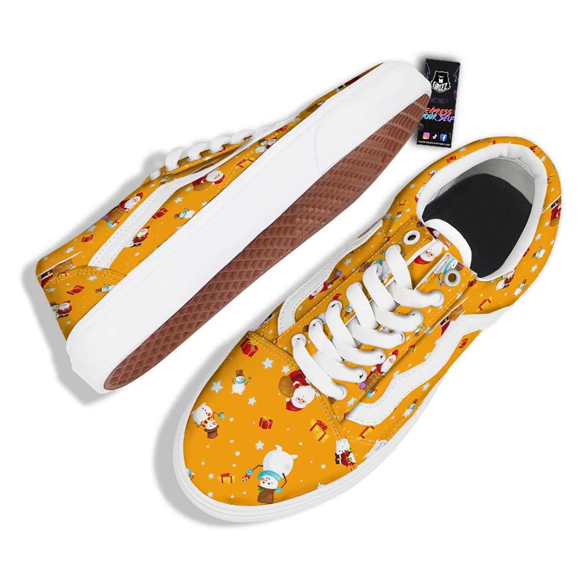 Friends And Santa Claus Print Pattern Skate Shoes-grizzshop