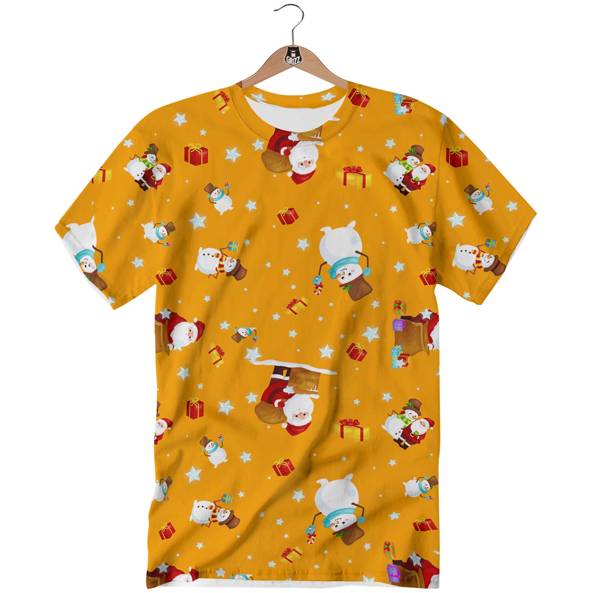 Friends And Santa Claus Print Pattern T-Shirt-grizzshop