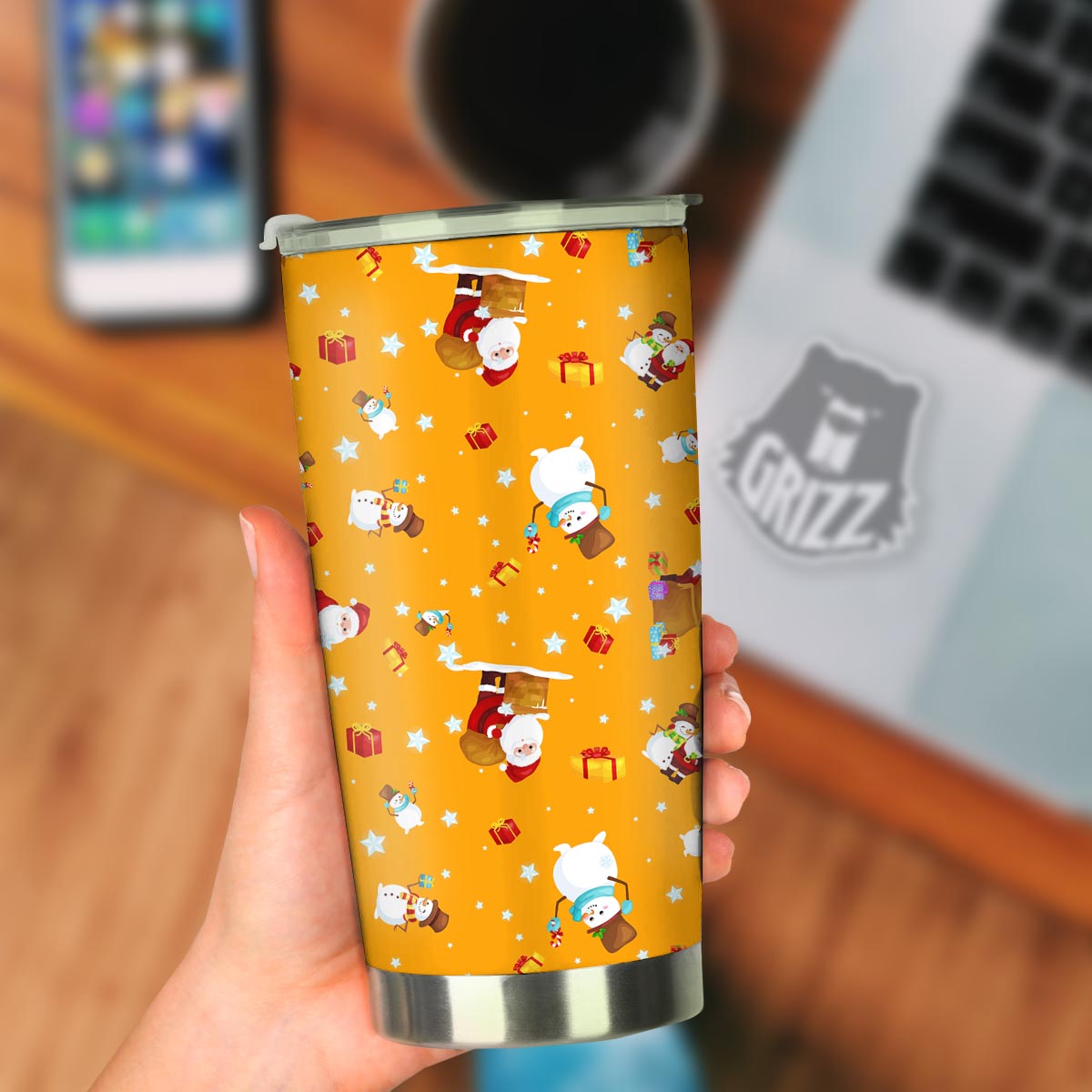 Friends And Santa Claus Print Pattern Tumbler-grizzshop