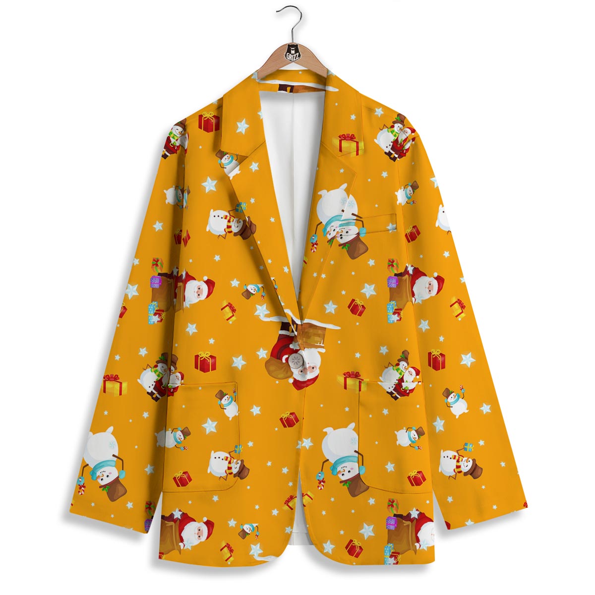 Friends And Santa Claus Print Pattern Women's Blazer-grizzshop