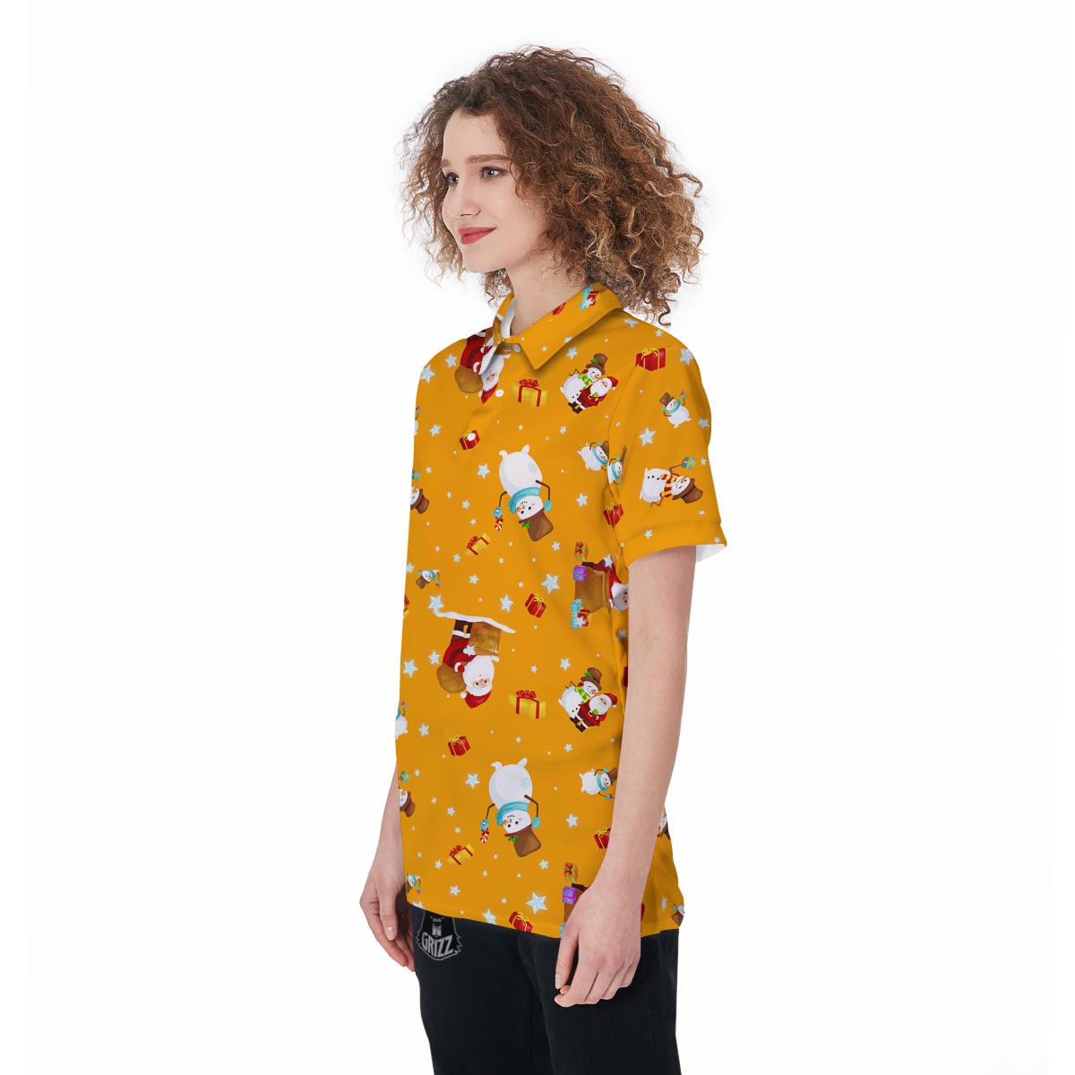 Friends And Santa Claus Print Pattern Women's Golf Shirts-grizzshop