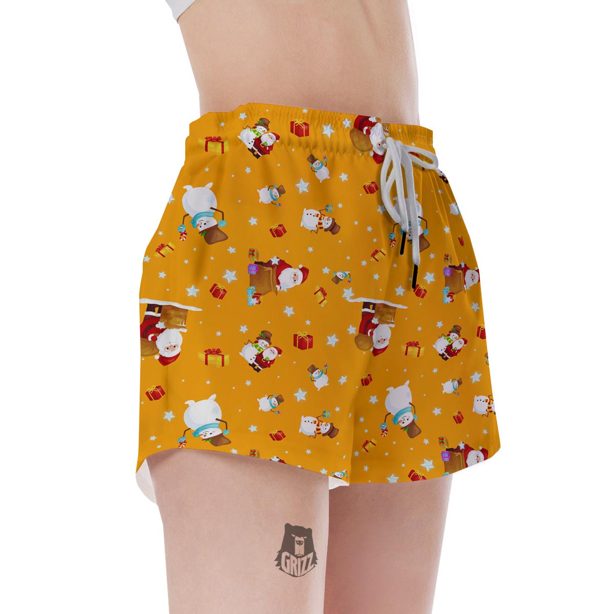 Friends And Santa Claus Print Pattern Women's Shorts-grizzshop