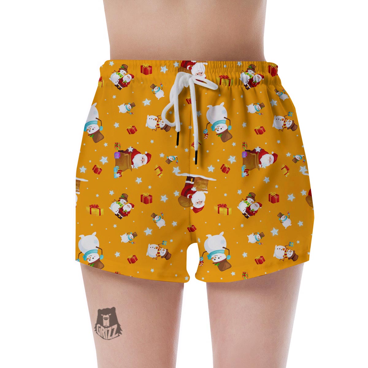 Friends And Santa Claus Print Pattern Women's Shorts-grizzshop