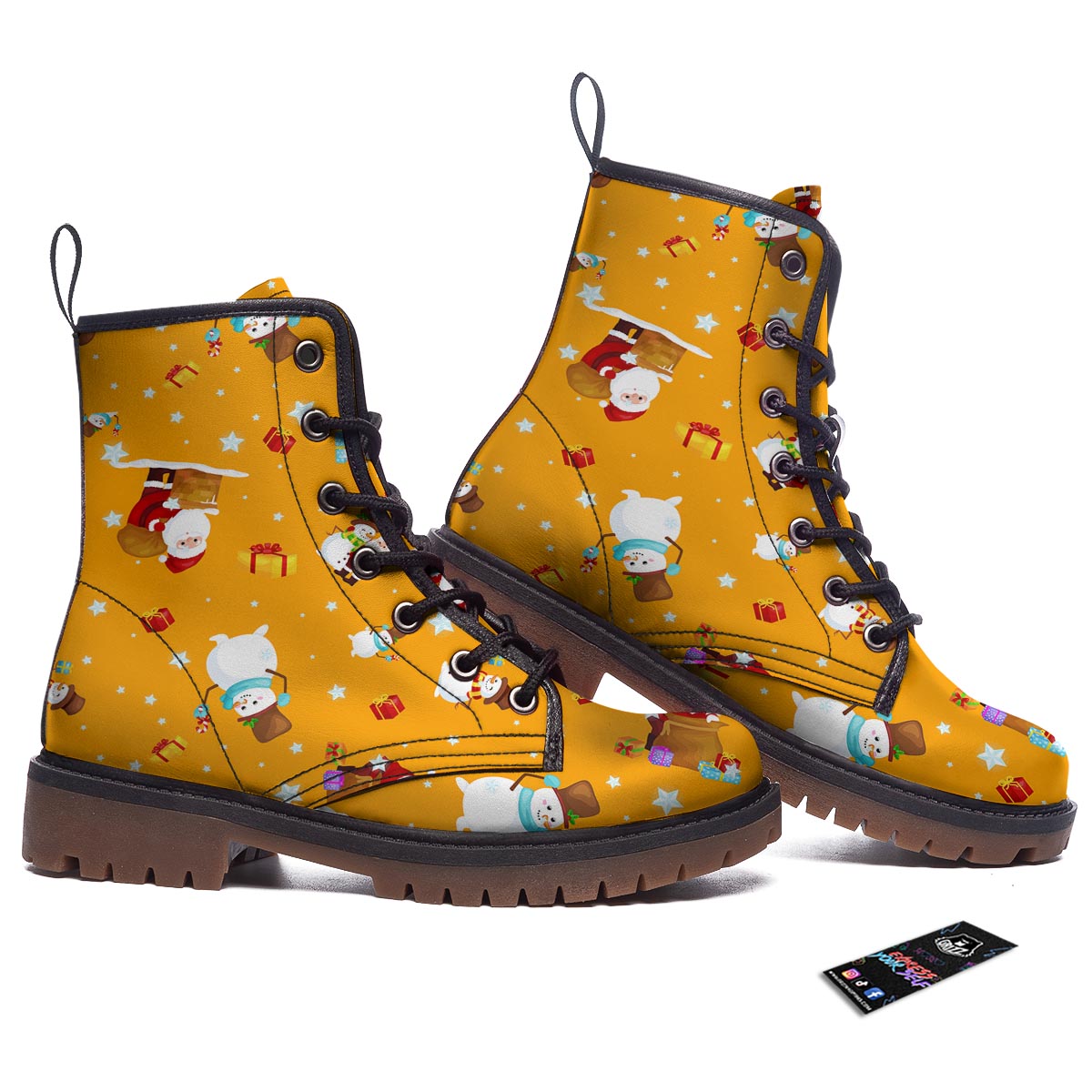 Friends And Santa Claus Print Pattern Work Boots-grizzshop