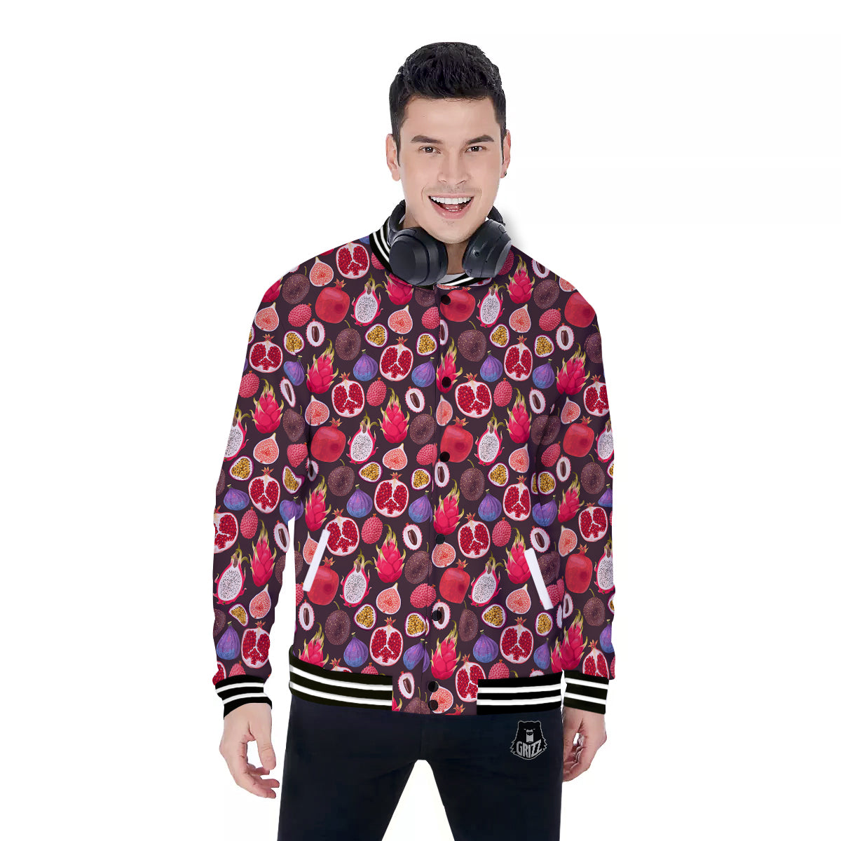 Friut Exotic Print Pattern Baseball Jacket-grizzshop