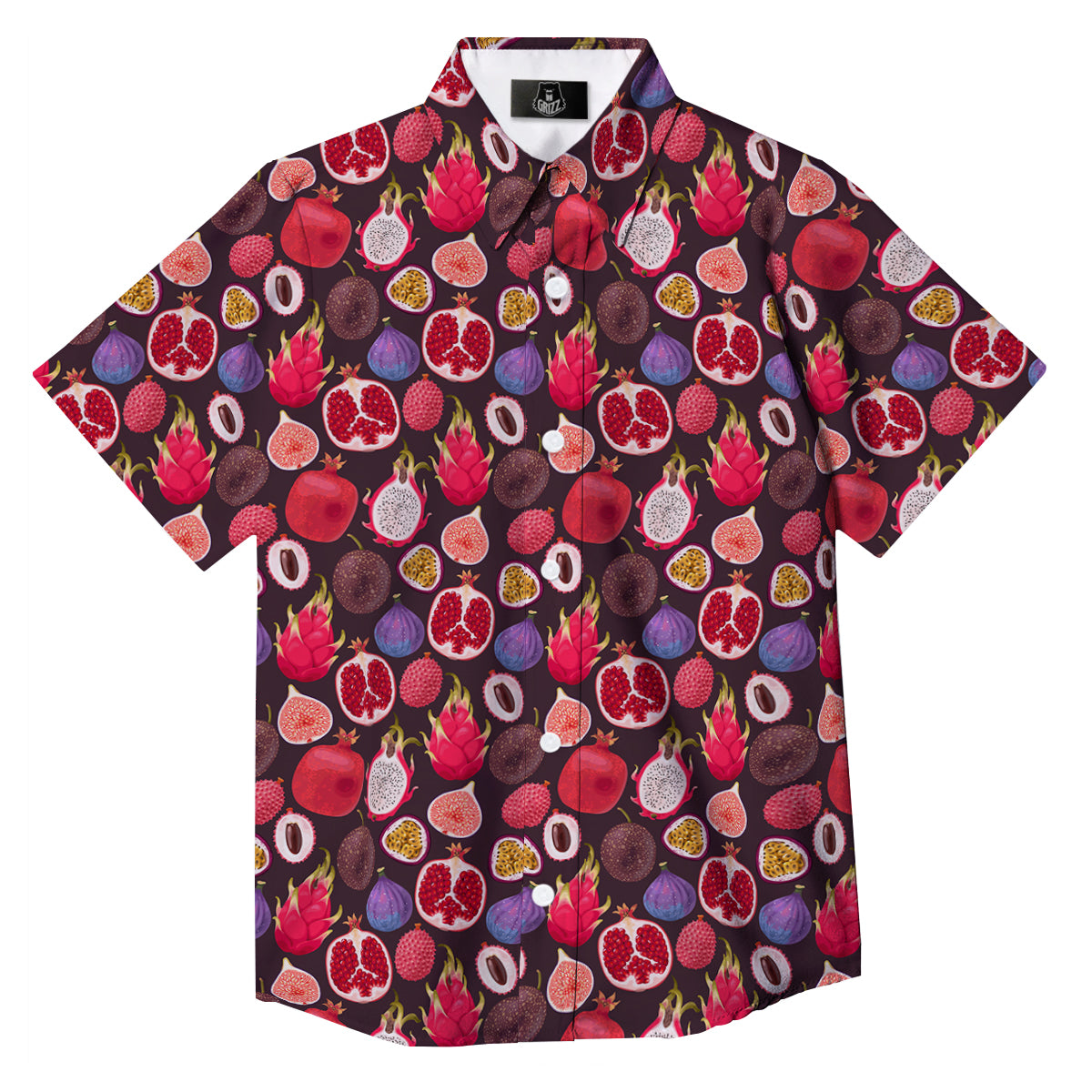 Friut Exotic Print Pattern Button Up Shirt-grizzshop