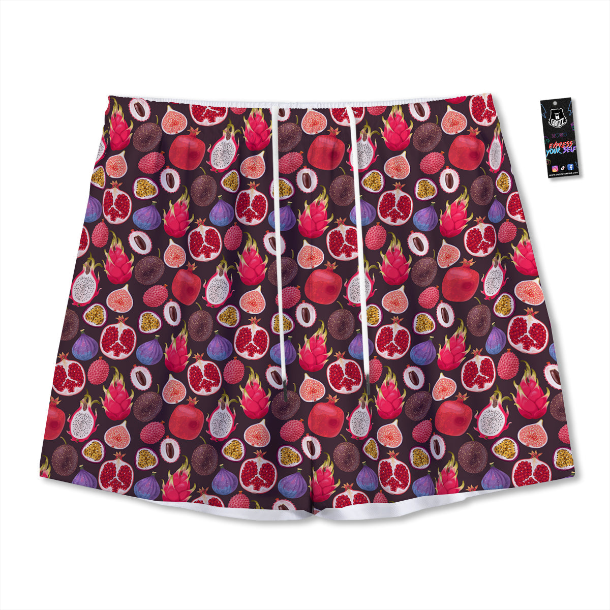 Friut Exotic Print Pattern Mesh Shorts-grizzshop
