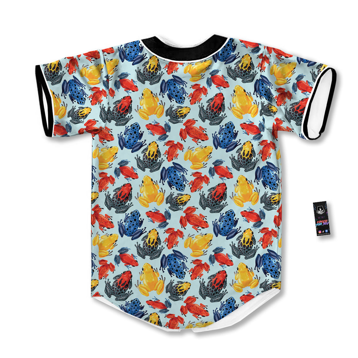 Frog Colorful Print Pattern Baseball Jersey-grizzshop