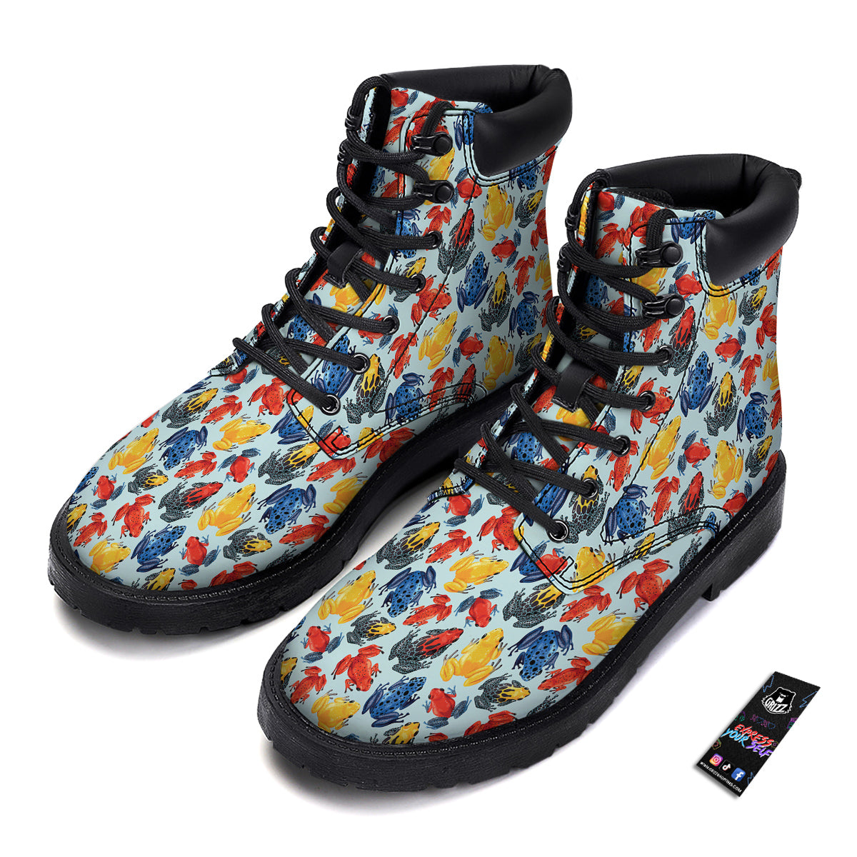 Frog Colorful Print Pattern Boots-grizzshop