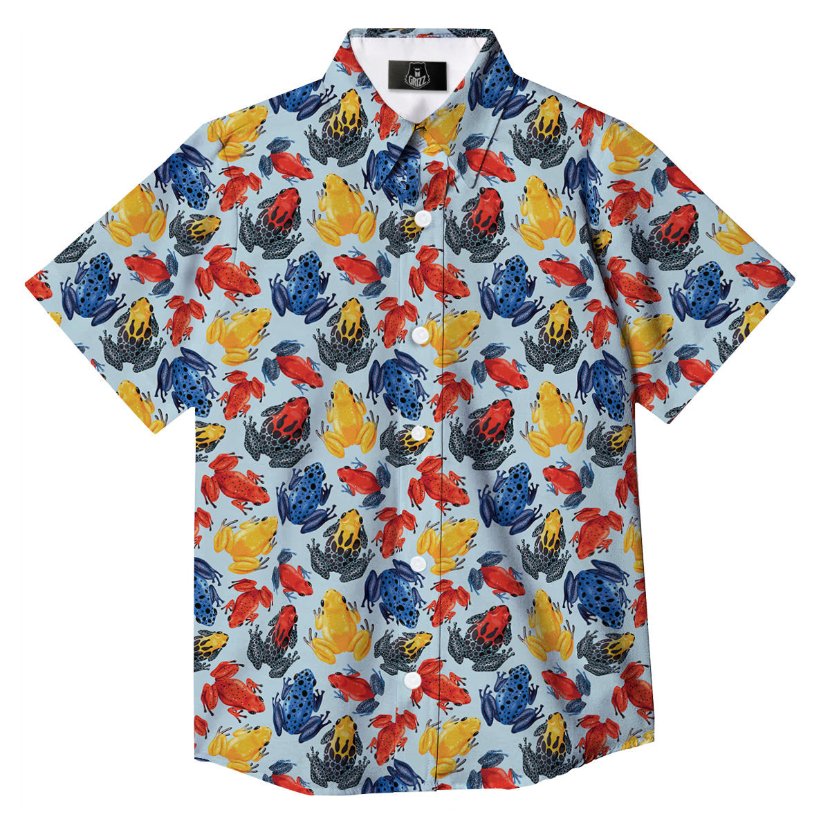 Frog Colorful Print Pattern Button Up Shirt-grizzshop