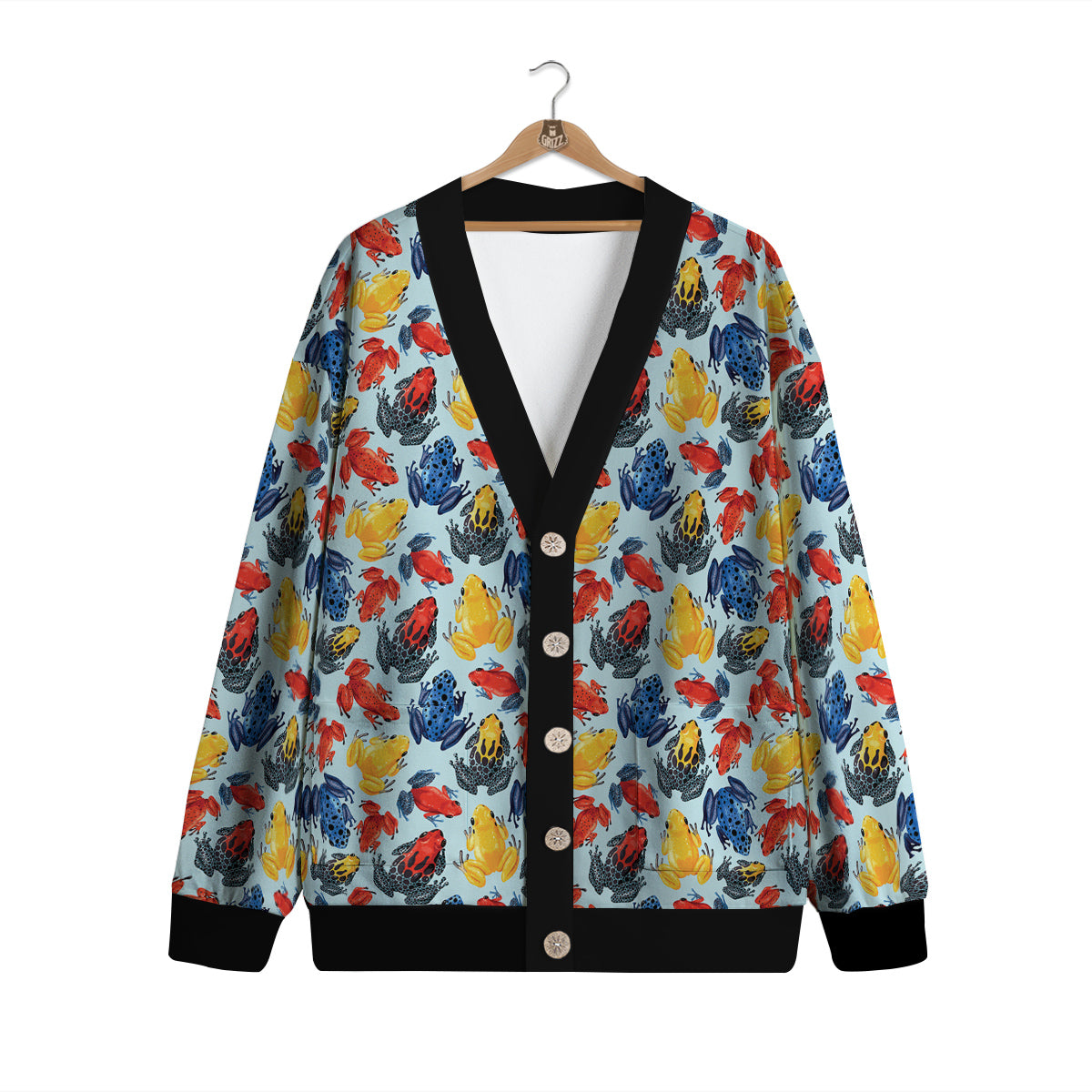 Frog Colorful Print Pattern Cardigan-grizzshop