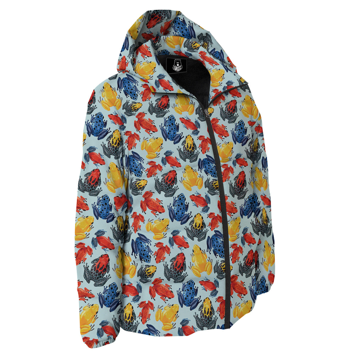 Frog Colorful Print Pattern Down Jacket-grizzshop