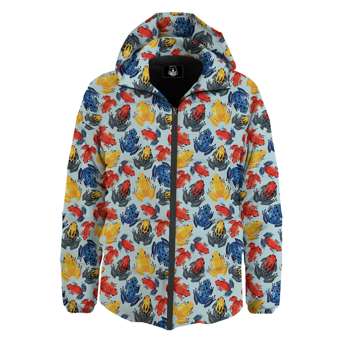 Frog Colorful Print Pattern Down Jacket-grizzshop