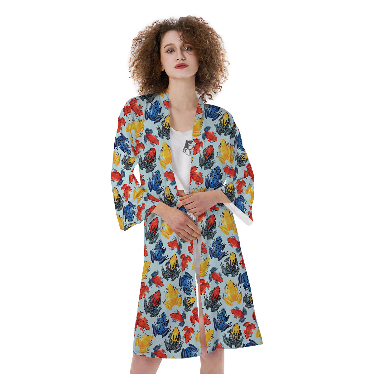 Frog Colorful Print Pattern Kimono-grizzshop