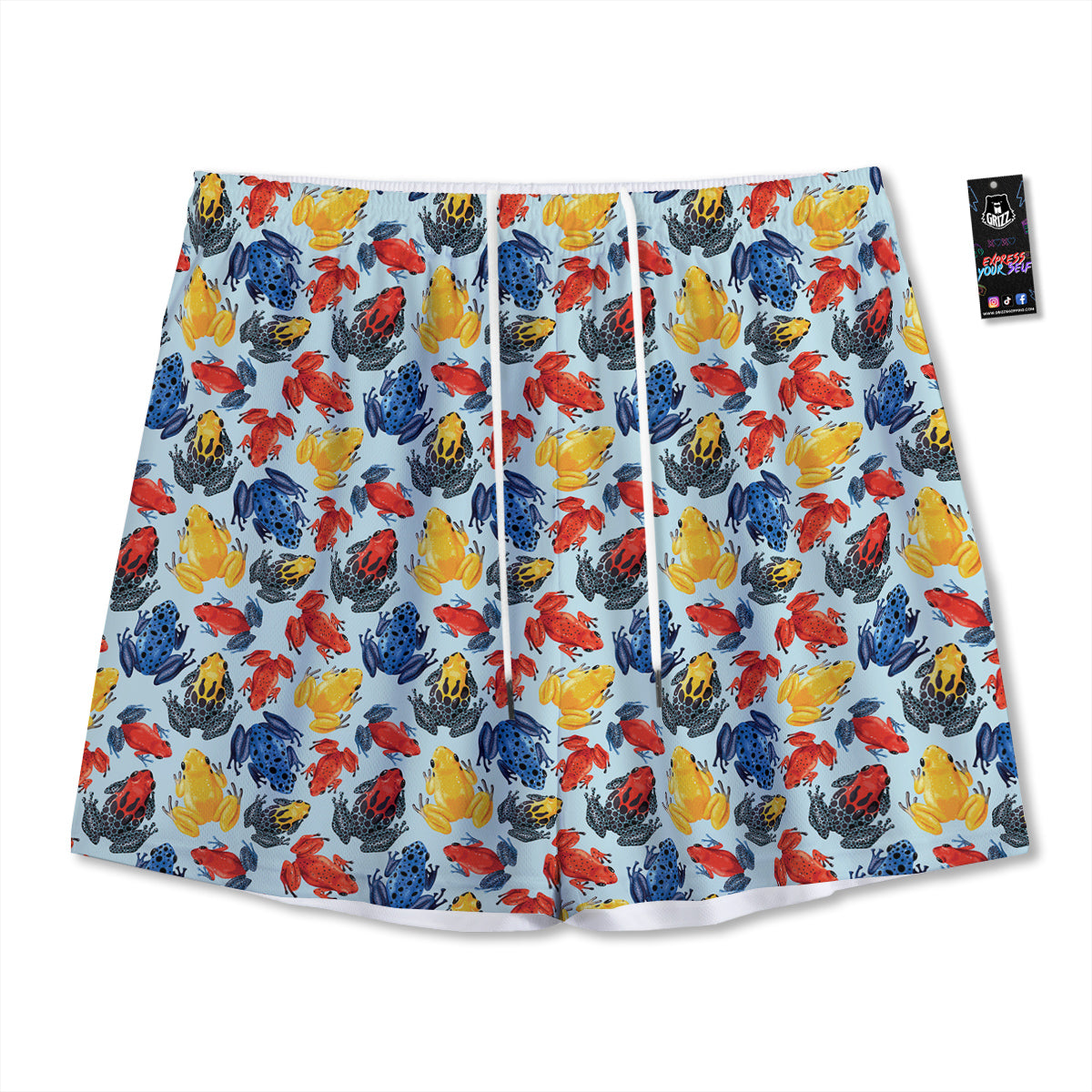 Frog Colorful Print Pattern Mesh Shorts-grizzshop