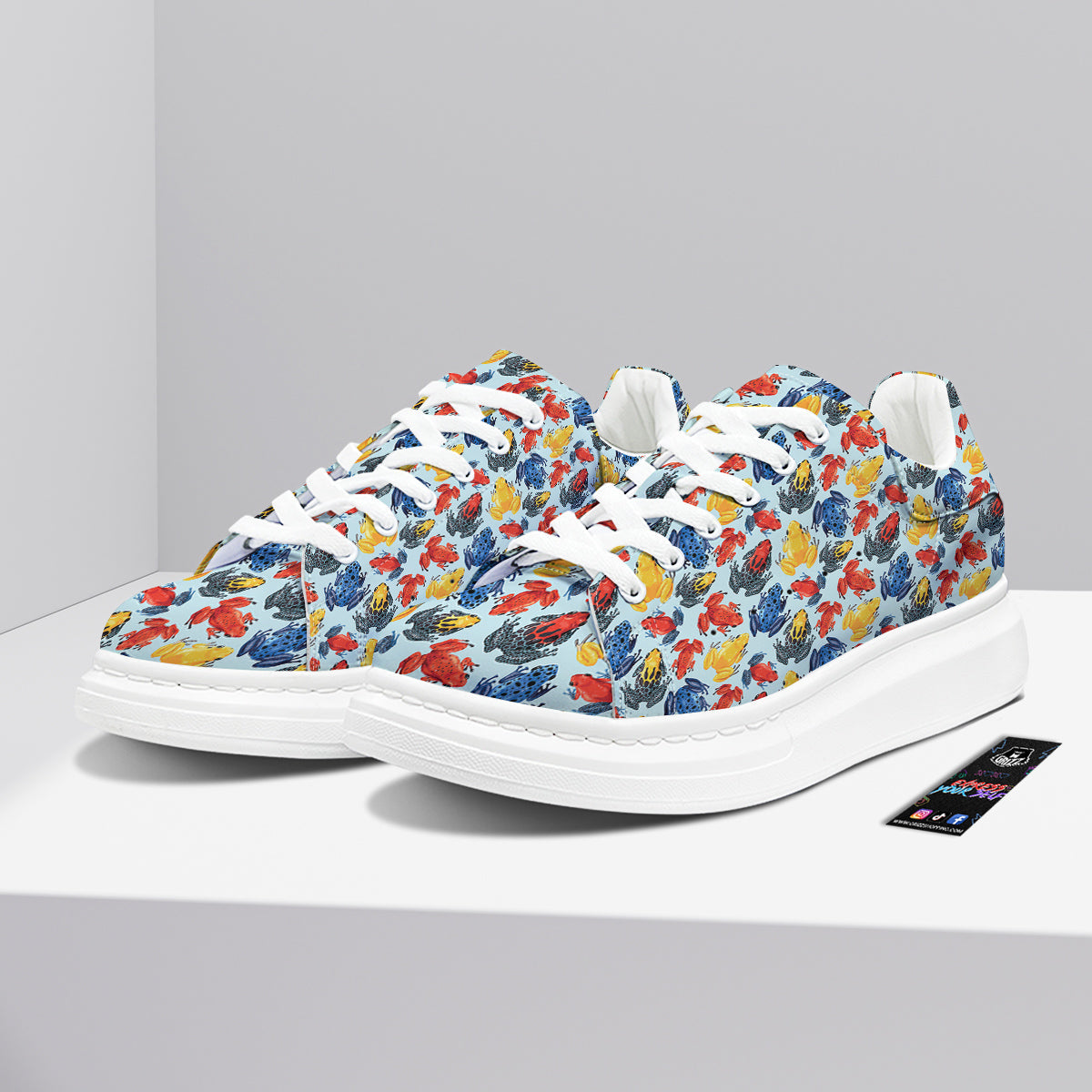 Frog Colorful Print Pattern Platform Shoes-grizzshop