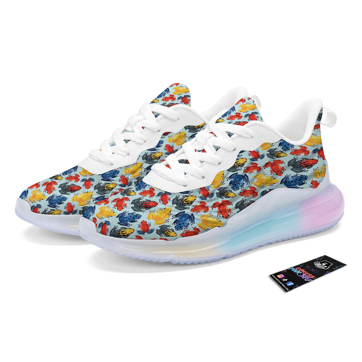Frog Colorful Print Pattern Running Sneakers-grizzshop