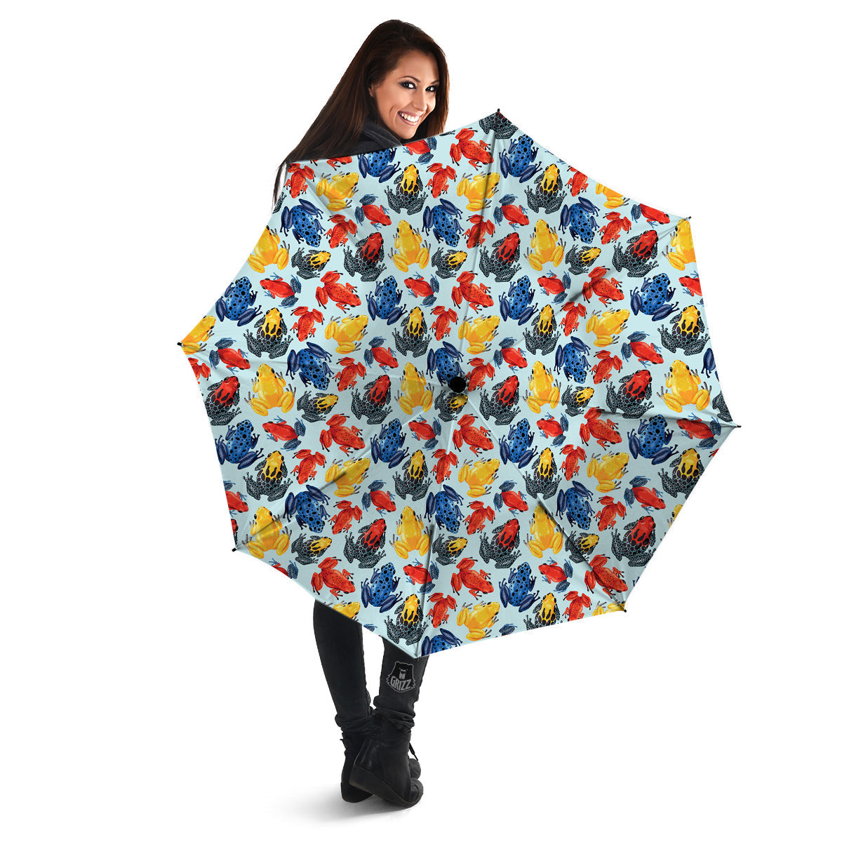 Frog Colorful Print Pattern Umbrella-grizzshop