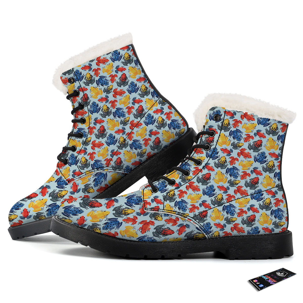 Frog Colorful Print Pattern Winter Boots-grizzshop