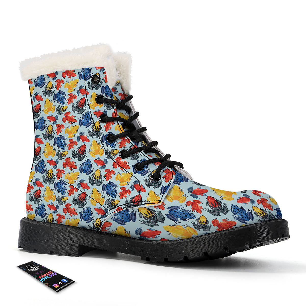 Frog Colorful Print Pattern Winter Boots-grizzshop