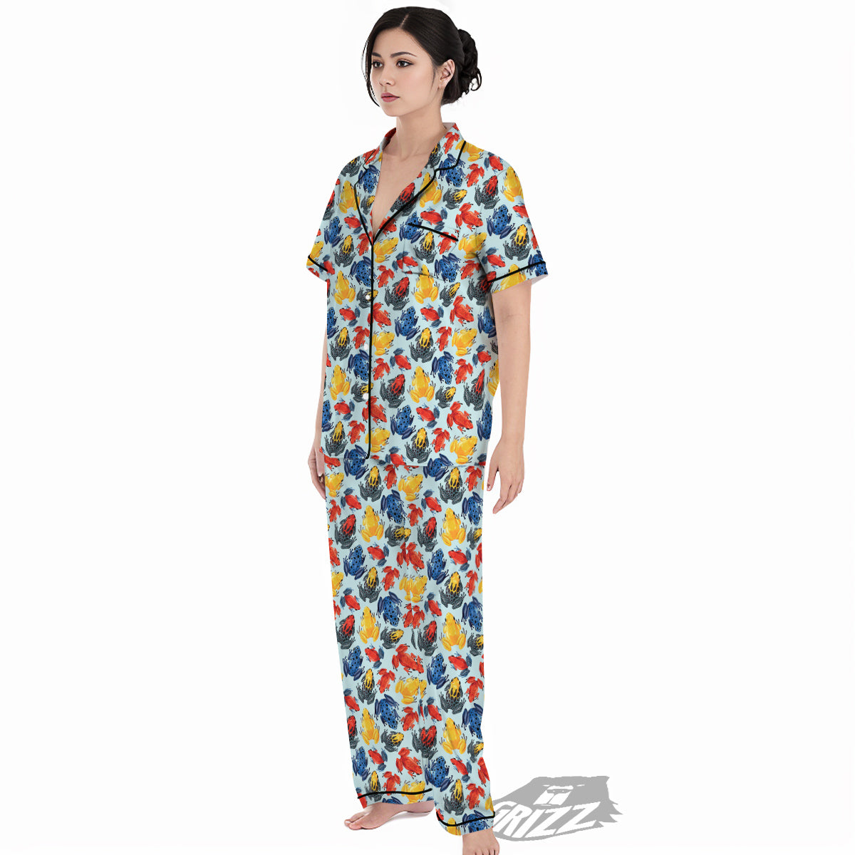 Frog Colorful Print Pattern Women's Pajamas Set-grizzshop