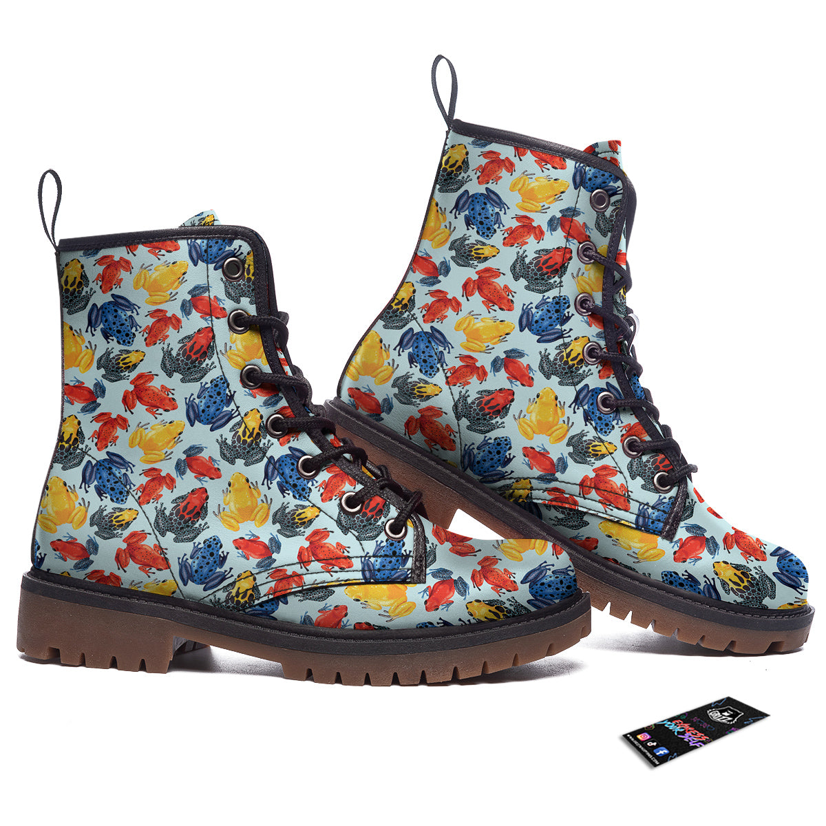 Frog Colorful Print Pattern Work Boots-grizzshop