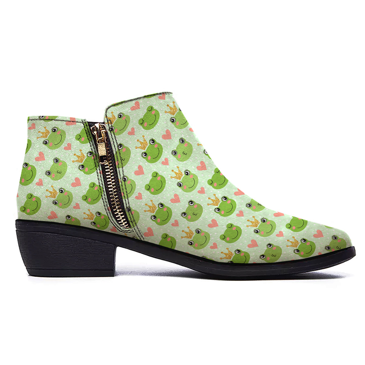 Frog Cute Print Pattern Ankle Boots-grizzshop
