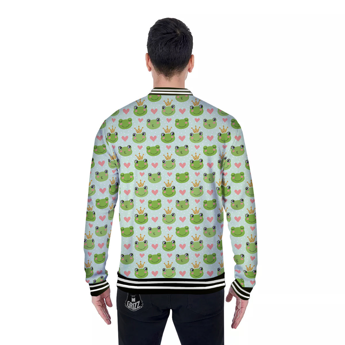 Frog Cute Print Pattern Baseball Jacket-grizzshop