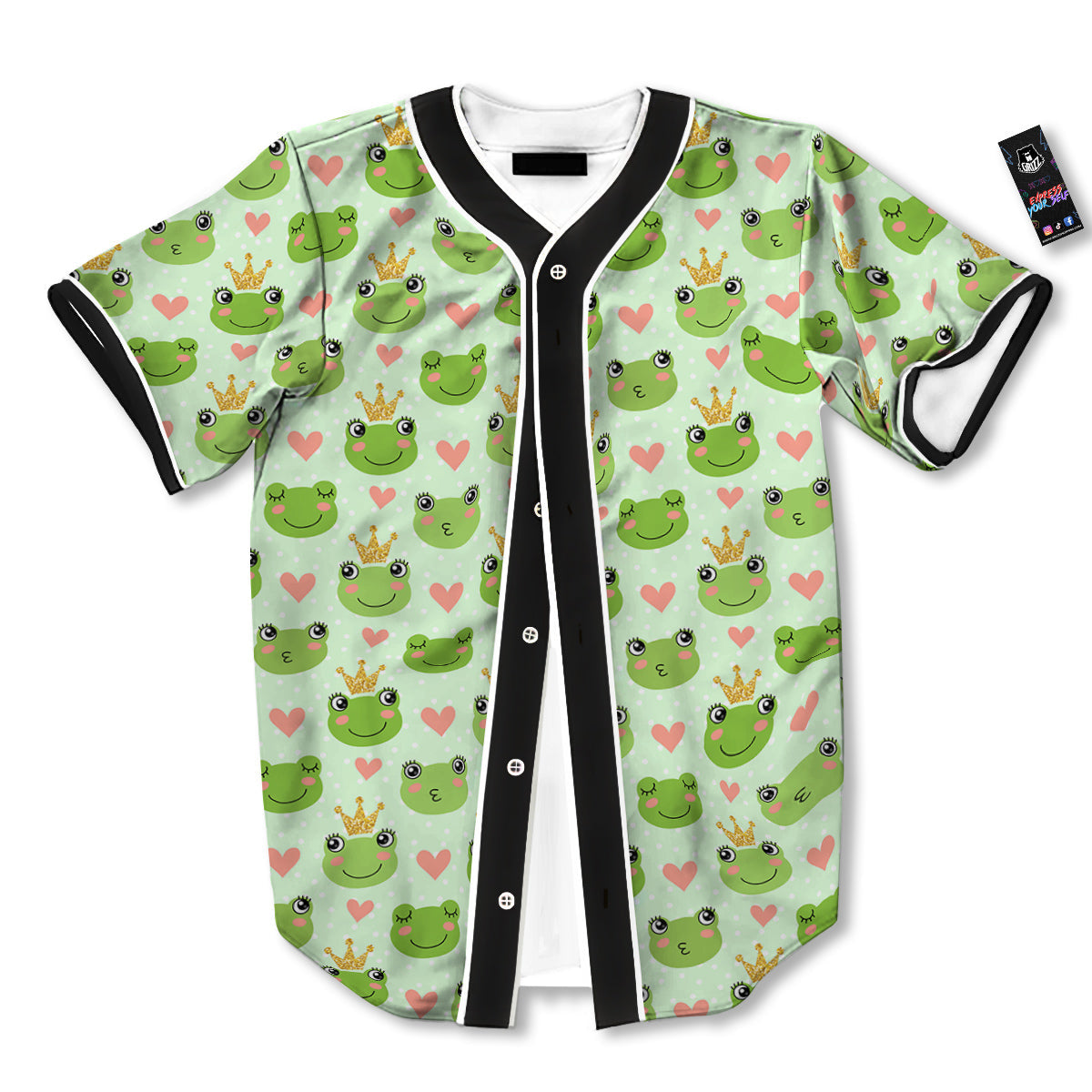 Frog Cute Print Pattern Baseball Jersey-grizzshop