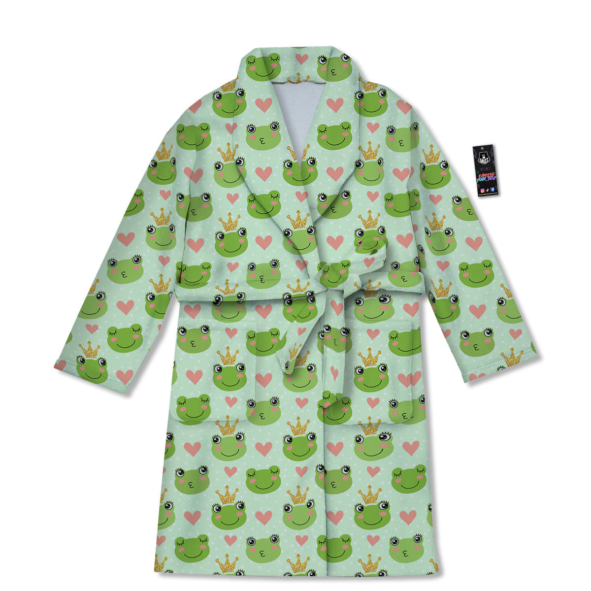 Frog Cute Print Pattern Bathrobe-grizzshop