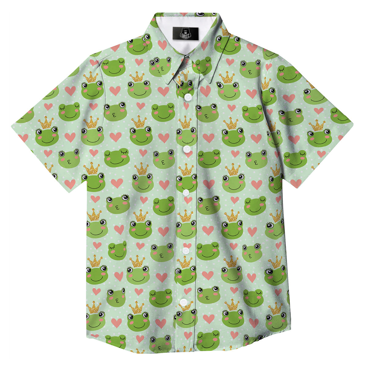 Frog Cute Print Pattern Button Up Shirt-grizzshop
