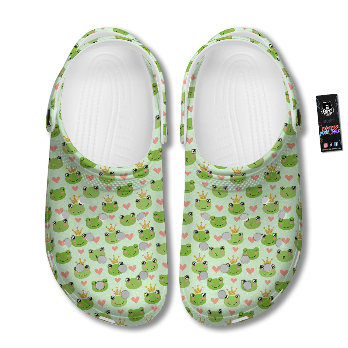 Frog Cute Print Pattern Clog-grizzshop