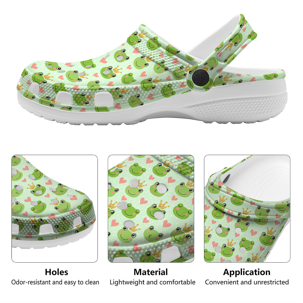 Frog Cute Print Pattern Clog-grizzshop