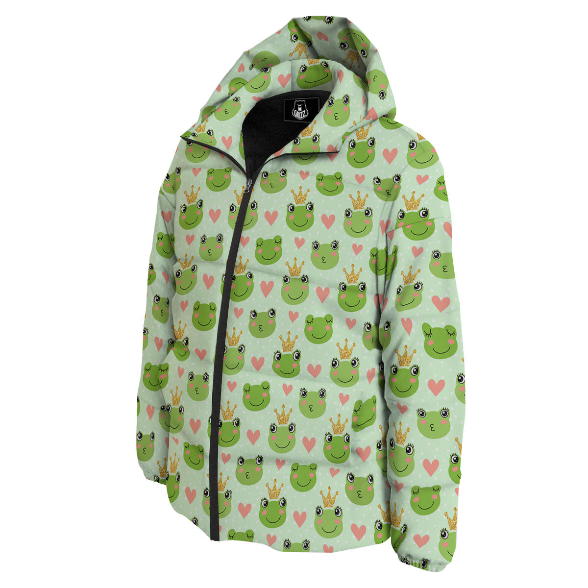 Frog Cute Print Pattern Down Jacket-grizzshop