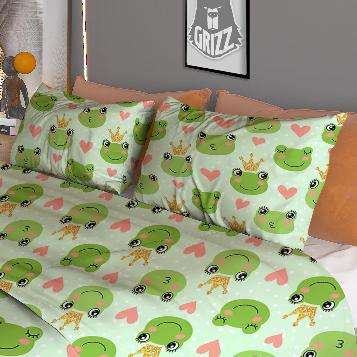 Frog Cute Print Pattern Duvet Cover Bedding Set-grizzshop