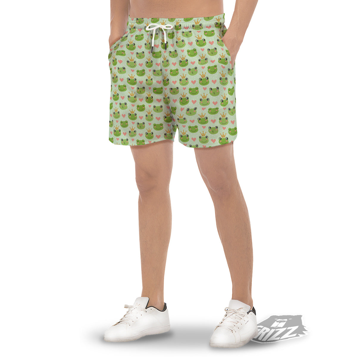Frog Cute Print Pattern Men's Gym Shorts-grizzshop