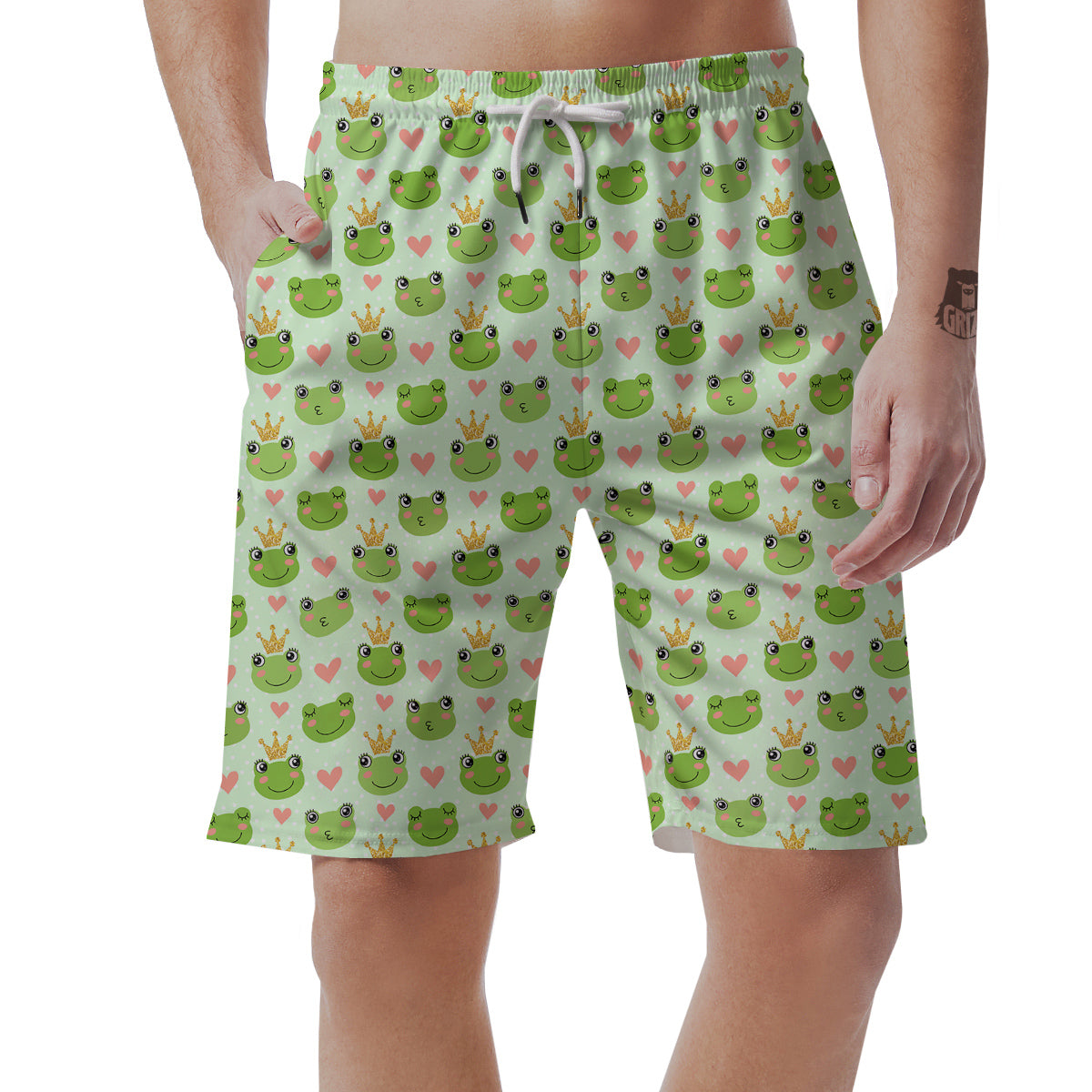 Frog Cute Print Pattern Men's Shorts-grizzshop