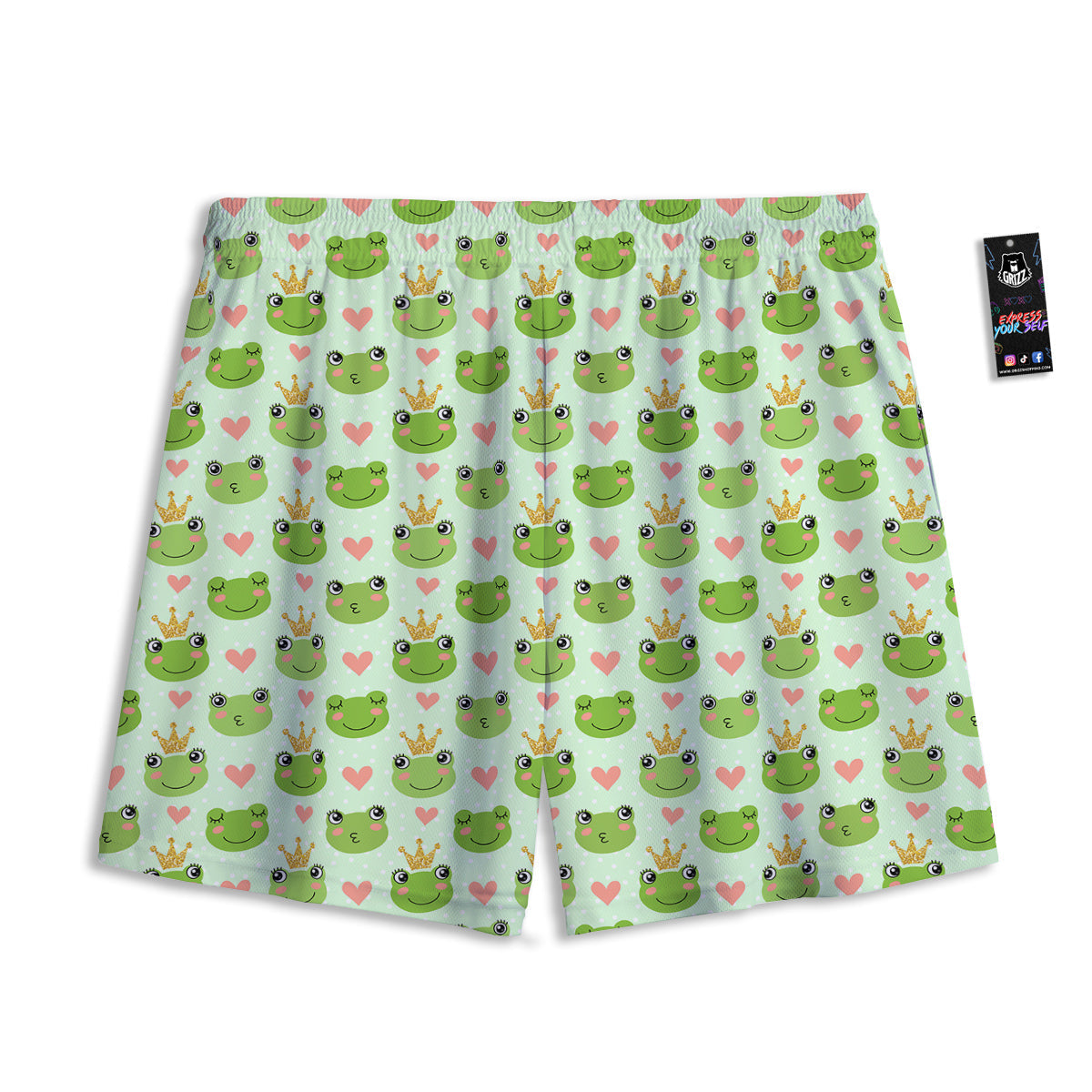 Frog Cute Print Pattern Mesh Shorts-grizzshop