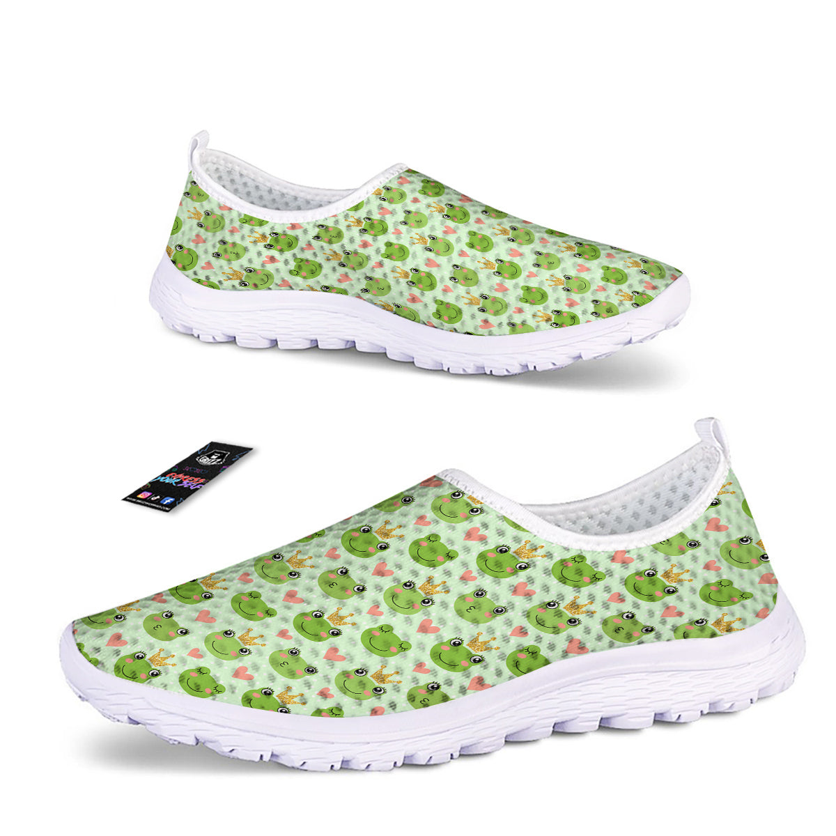 Frog Cute Print Pattern Nurse Shoes-grizzshop