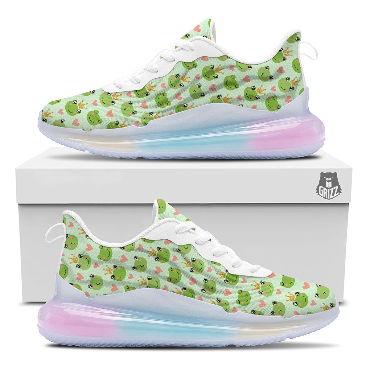 Frog Cute Print Pattern Running Sneakers-grizzshop