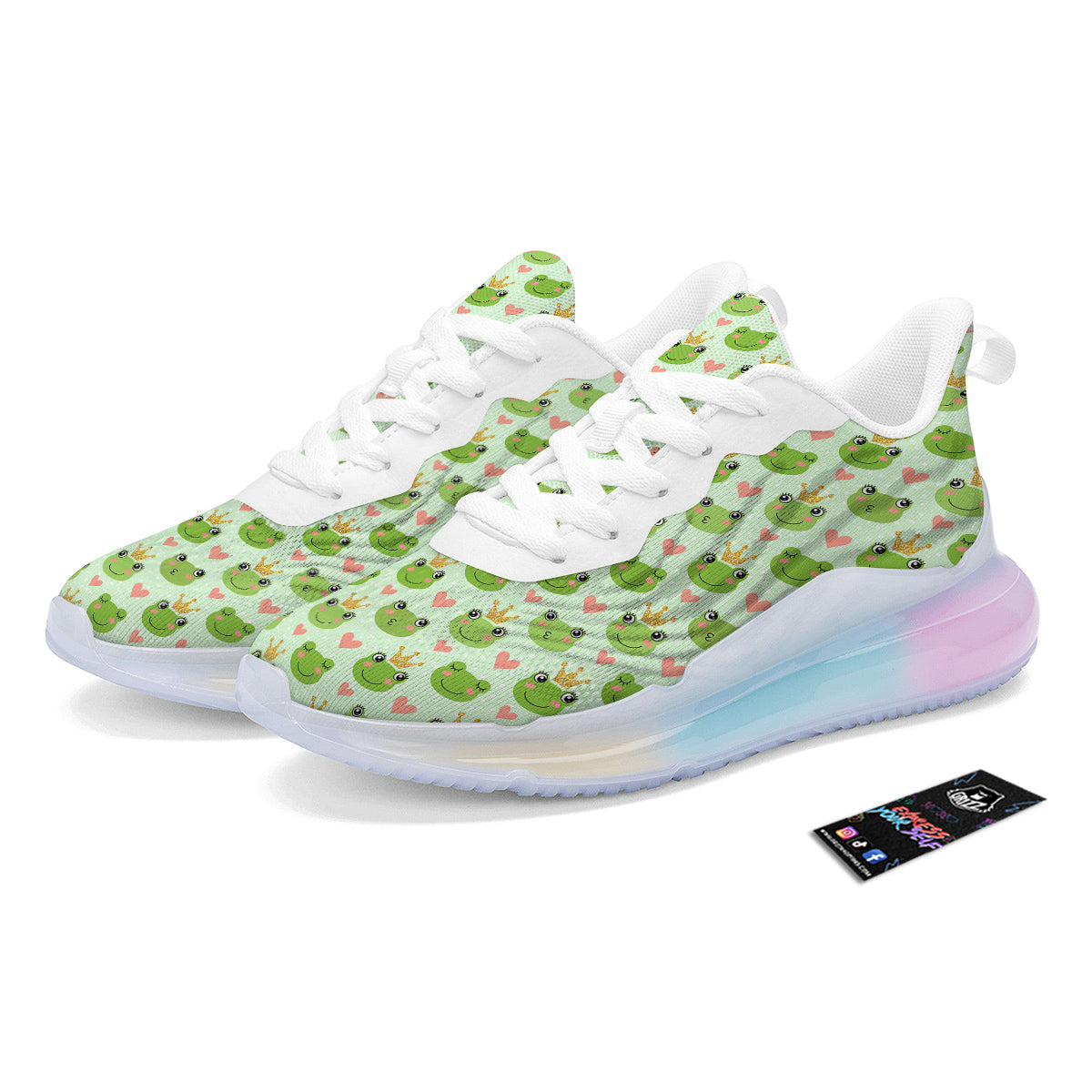 Frog Cute Print Pattern Running Sneakers-grizzshop