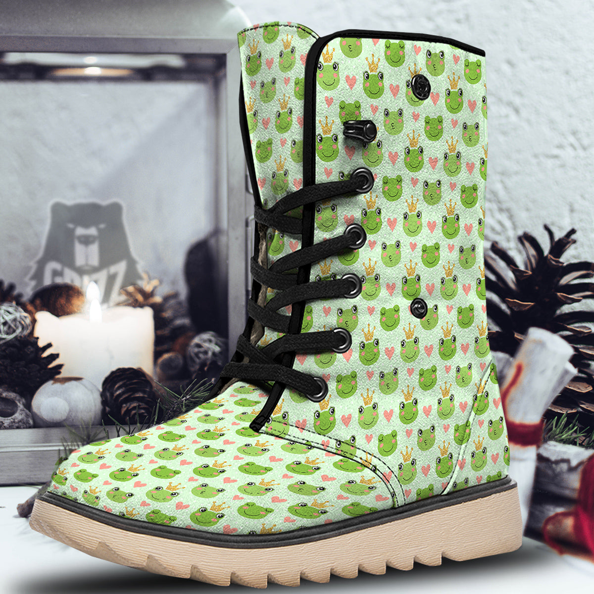 Frog Cute Print Pattern Snow Boots-grizzshop
