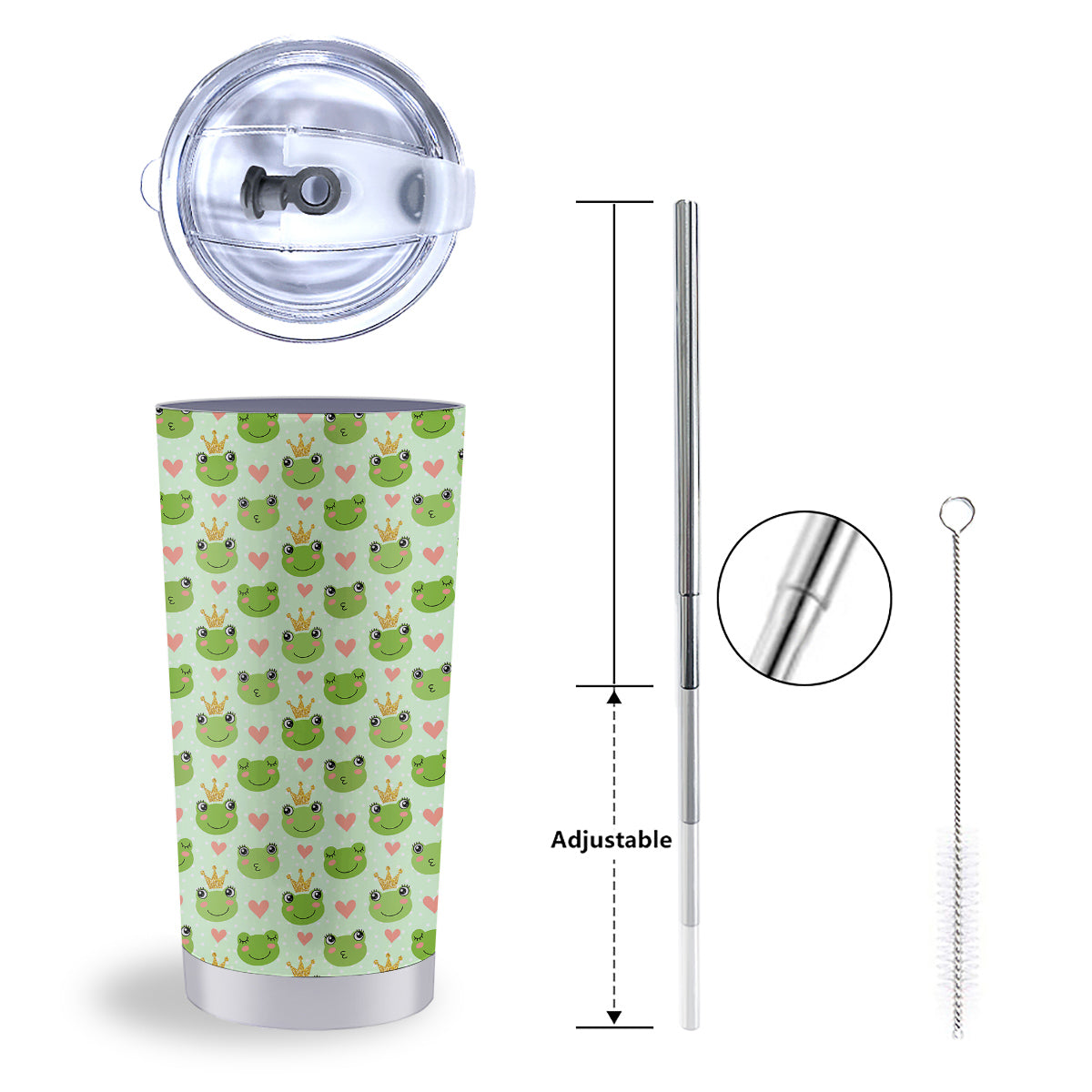 Frog Cute Print Pattern Tumbler-grizzshop