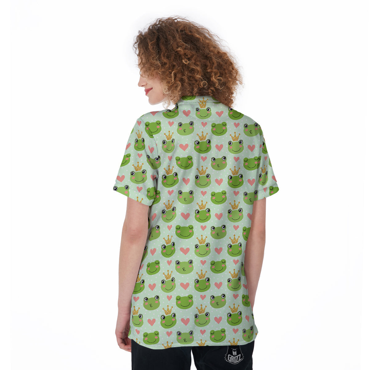Frog Cute Print Pattern Women's Golf Shirts-grizzshop