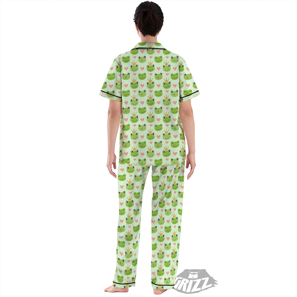 Frog Cute Print Pattern Women's Pajamas Set-grizzshop