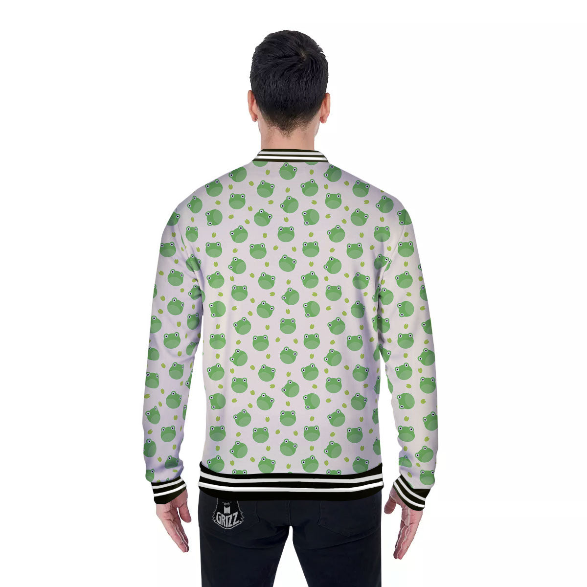 Frog Faces Print Pattern Baseball Jacket-grizzshop