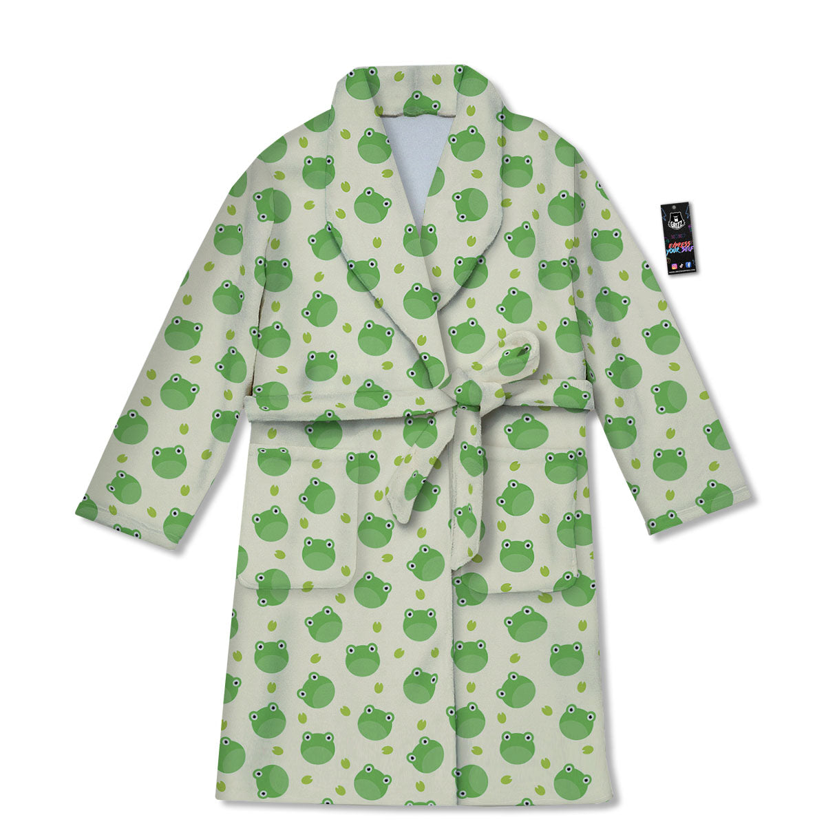 Frog Faces Print Pattern Bathrobe-grizzshop