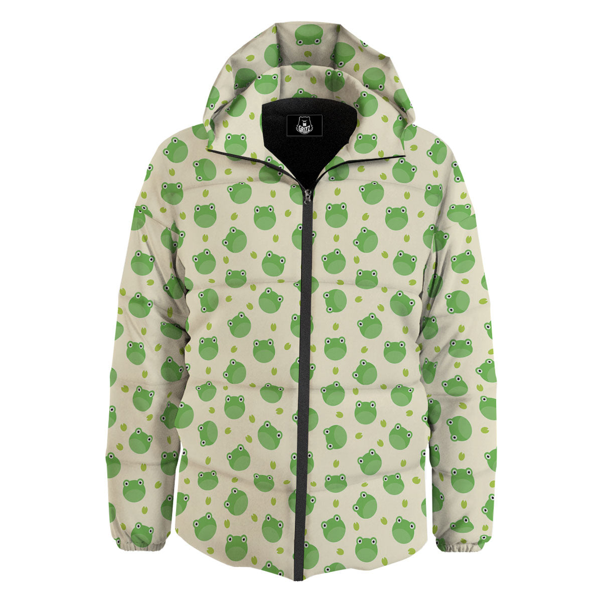 Frog Faces Print Pattern Down Jacket-grizzshop